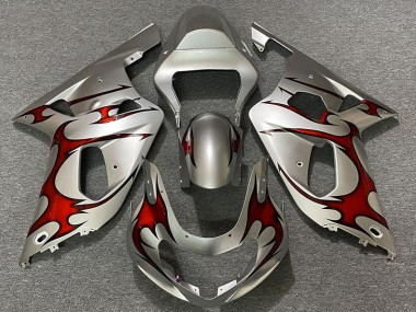 01-03 Argent Brillant & Rouge Suzuki GSXR 600-750 Carénage Moto