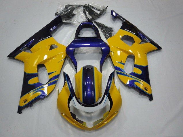 01-03 Jaune Bleu Suzuki GSXR 600-750 Carénage Moto 01-03 Jaune Bleu Suzuki GSXR 600-750 Carénage Moto