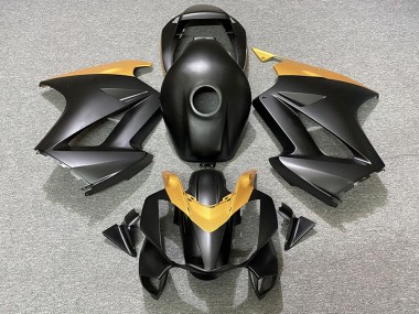 02-12 Noir Mat & Or Honda VFR800 Carénage Moto