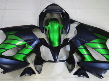 02-12 Noir Mat & Vert Honda VFR800 Carénage Moto
