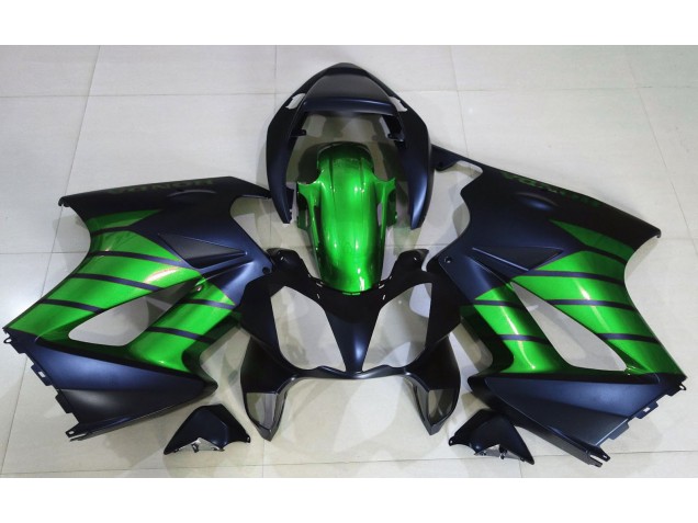 02-12 Noir Mat & Vert Honda VFR800 Carénage Moto