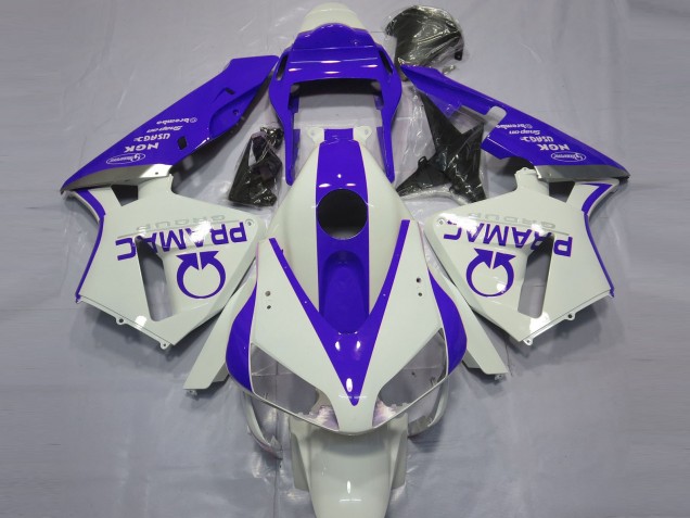 03-04 Blanc Brillant & Bleu Pramac Honda CBR600RR Carénage Moto 03-04 Blanc Brillant & Bleu Pramac Honda CBR600RR Carénage Moto