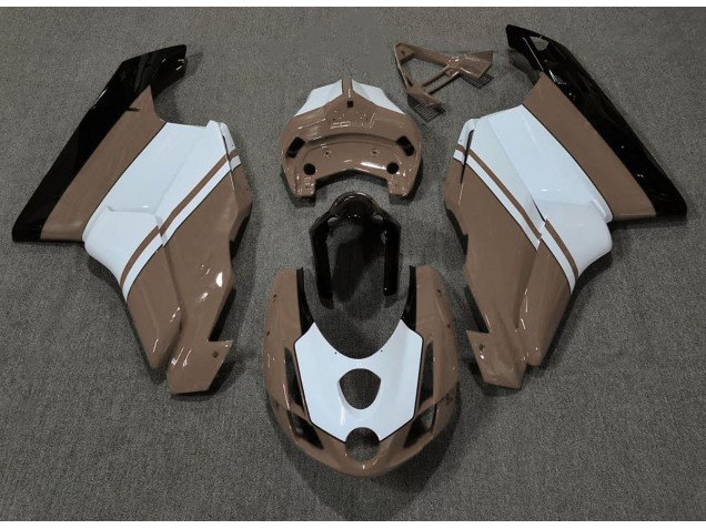 03-04 Brun Brillant & Blanc Ducati 749 999 Carénage Moto