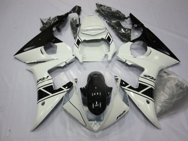 03-04 Noir & Blanc Yamaha R6 Carénage Moto 03-04 Noir & Blanc Yamaha R6 Carénage Moto