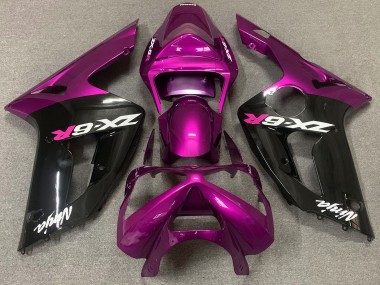 03-04 Rose Brillant & Noir Kawasaki ZX6R Carénage Moto