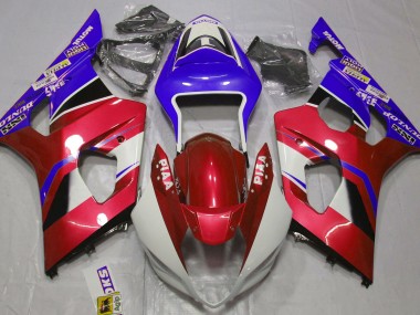 03-04 Rouge Bonbon Brillant & Bleu Suzuki GSXR 1000 Carénage Moto