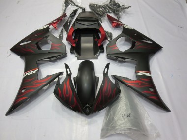 03-04 Rouge Mat Flamme Yamaha R6 Carénage Moto