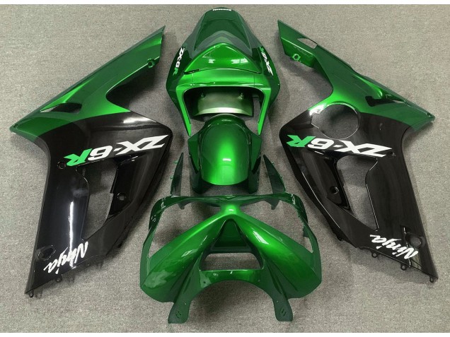 03-04 Vert Brillant & Noir Kawasaki ZX6R Carénage Moto 03-04 Vert Brillant & Noir Kawasaki ZX6R Carénage Moto