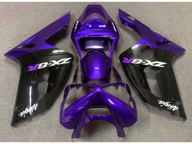 03-04 Violet Brillant & Noir Kawasaki ZX6R Carénage Moto 03-04 Violet Brillant & Noir Kawasaki ZX6R Carénage Moto