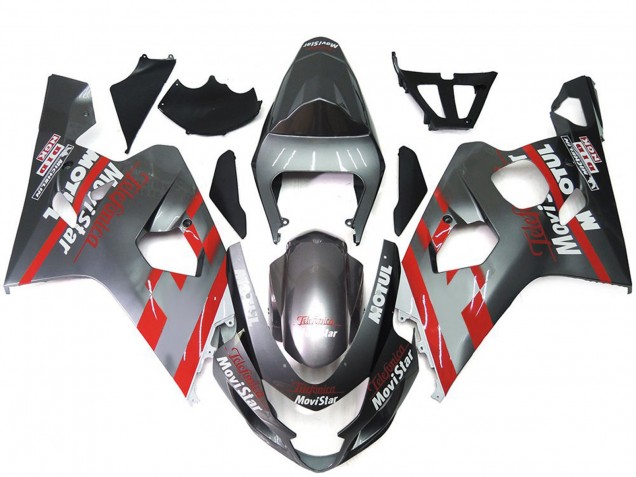 04-05 Argent & Rouge Movistar Suzuki GSXR 600-750 Carénage Moto