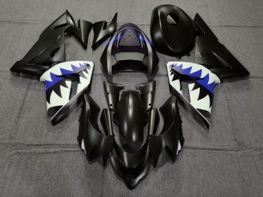 04-05 Requin Noir Mat & Bleu Foncé Kawasaki ZX10R Carénage Moto