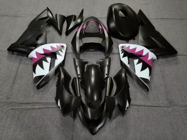 04-05 Requin Noir Mat & Rose Kawasaki ZX10R Carénage Moto