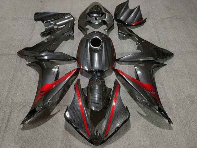 04-06 Fibre De Carbone Style W Rouge Yamaha R1 Carénage Moto 04-06 Fibre De Carbone Style W Rouge Yamaha R1 Carénage Moto