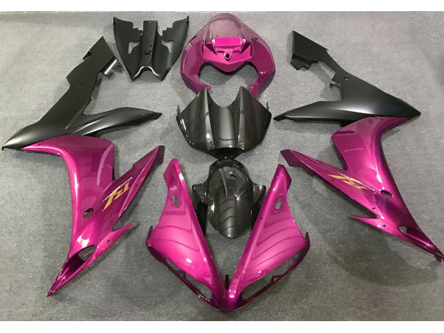 04-06 Style Rose Vif & Fibre De Carbone Yamaha R1 Carénage Moto
