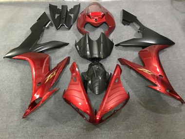 04-06 Style Rouge Marron & Fibre De Carbone Yamaha R1 Carénage Moto