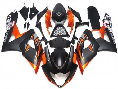 05-06 Noir Mat & Brillant Personnalisé & Orange Suzuki GSXR 1000 Carénage Moto