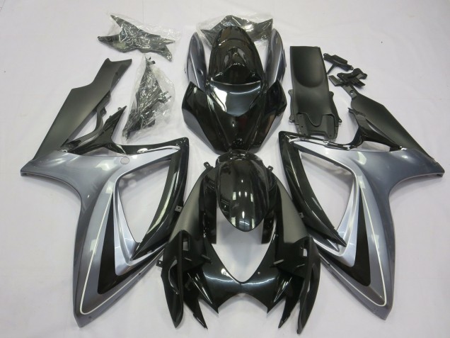 06-07 Argent Clair & Noir Suzuki GSXR 600-750 Carénage Moto 06-07 Argent Clair & Noir Suzuki GSXR 600-750 Carénage Moto