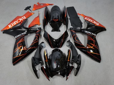 06-07 Bacardi Noir & Orange Suzuki GSXR 600-750 Carénage Moto