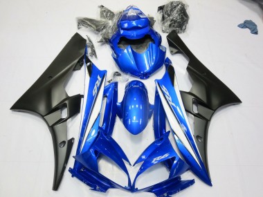 06-07 Bleu Noir Mat Yamaha R6 Carénage Moto