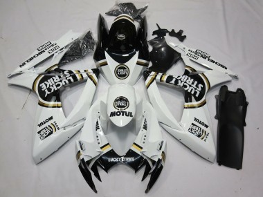 06-07 Noir Blanc Lucky Strike Suzuki GSXR 600-750 Carénage Moto