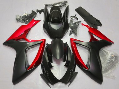 06-07 Noir Mat & Rouge Suzuki GSXR 600-750 Carénage Moto