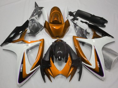 06-07 Orange & Blanc Débadgé Suzuki GSXR 600-750 Carénage Moto