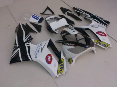 06-08 Blanc & Noir Avec Drapeau Triumph Daytona 675 Carénage Moto