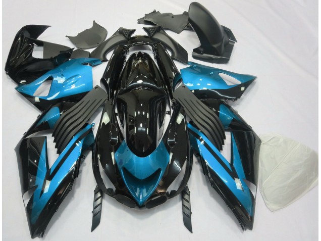 06-11 Bleu Clair & Noir Uni Kawasaki ZX14R Carénage Moto 06-11 Bleu Clair & Noir Uni Kawasaki ZX14R Carénage Moto