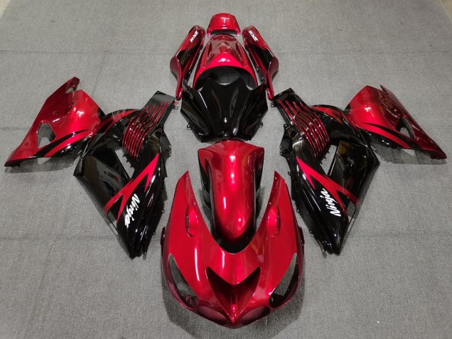 06-11 Rouge Feu & Noir Kawasaki ZX14R Carénage Moto 06-11 Rouge Feu & Noir Kawasaki ZX14R Carénage Moto