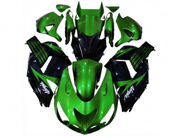 06-11 Vert Brillant & Noir Kawasaki ZX14R Carénage Moto 06-11 Vert Brillant & Noir Kawasaki ZX14R Carénage Moto