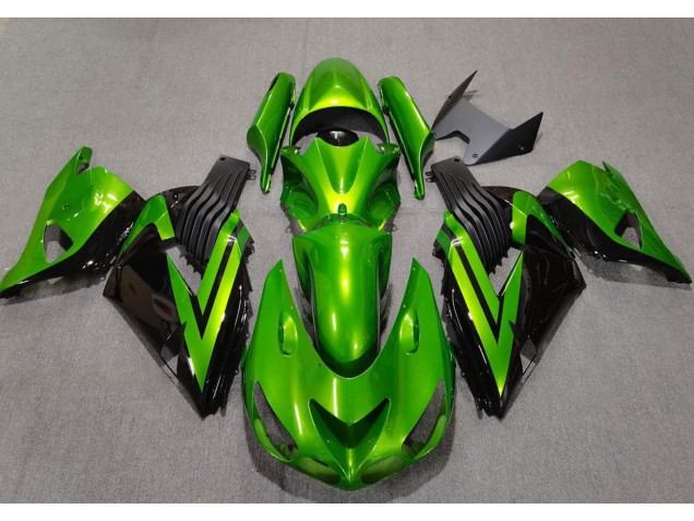 06-11 Vert Vif & Noir Kawasaki ZX14R Carénage Moto 06-11 Vert Vif & Noir Kawasaki ZX14R Carénage Moto