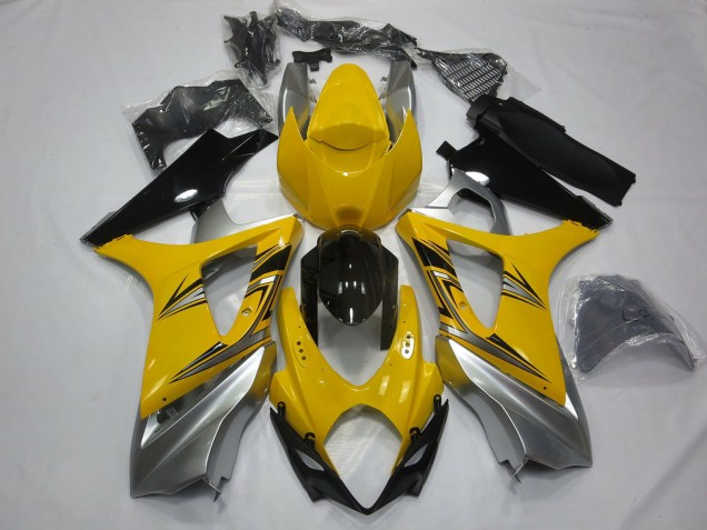07-08 Argent Jaune Suzuki GSXR 1000 Carénage Moto 07-08 Argent Jaune Suzuki GSXR 1000 Carénage Moto