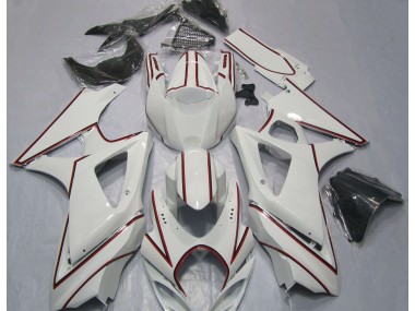 07-08 Blanc Avec Rayures Rouges Suzuki GSXR 1000 Carénage Moto
