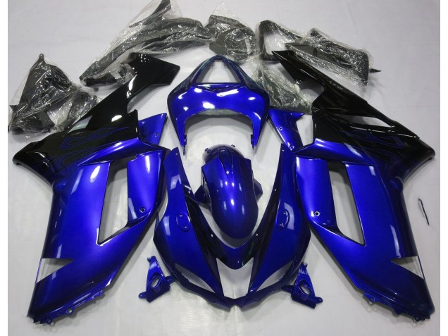07-08 Bleu Brillant & Noir Kawasaki ZX6R Carénage Moto