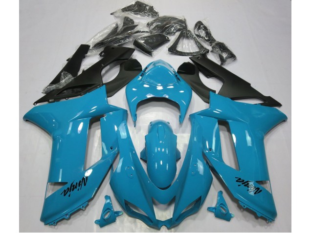 07-08 Bleu Clair Brillant Kawasaki ZX6R Carénage Moto 07-08 Bleu Clair Brillant Kawasaki ZX6R Carénage Moto