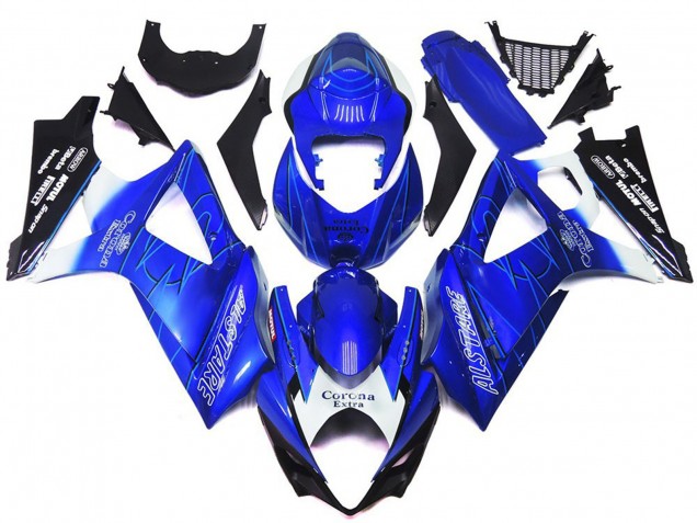 07-08 Bleu Vibrant Avec Blanc Corona Suzuki GSXR 1000 Carénage Moto 07-08 Bleu Vibrant Avec Blanc Corona Suzuki GSXR 1000 Carénage Moto