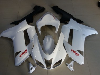 07-08 Logos Blanc Brillant & Rouge Kawasaki ZX6R Carénage Moto