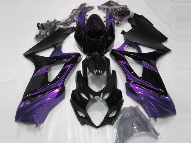 07-08 Mood Purple & Noir Brillant Suzuki GSXR 1000 Carénage Moto 07-08 Mood Purple & Noir Brillant Suzuki GSXR 1000 Carénage Moto