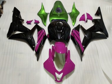07-08 Noir Brillant & Accents Roses & Verts Honda CBR600RR Carénage Moto