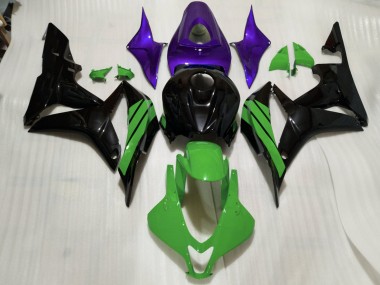 07-08 Noir Brillant Accents Verts & Violets Honda CBR600RR Carénage Moto