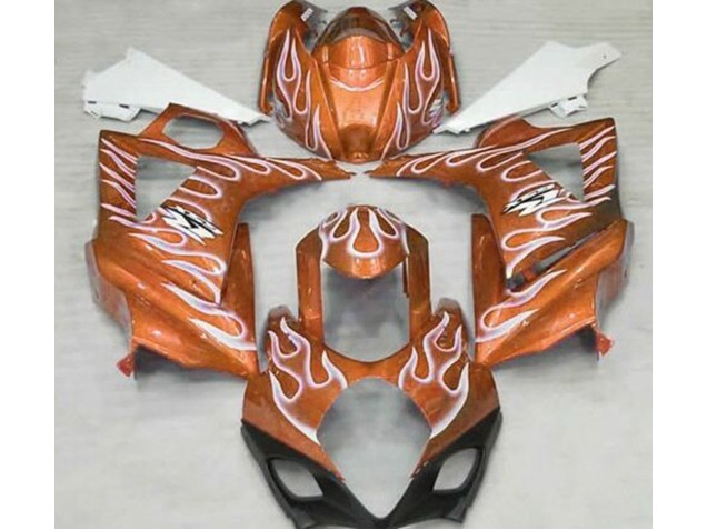 07-08 Orange Brillant & Blanc Flamme Suzuki GSXR 1000 Carénage Moto 07-08 Orange Brillant & Blanc Flamme Suzuki GSXR 1000 Carénage Moto