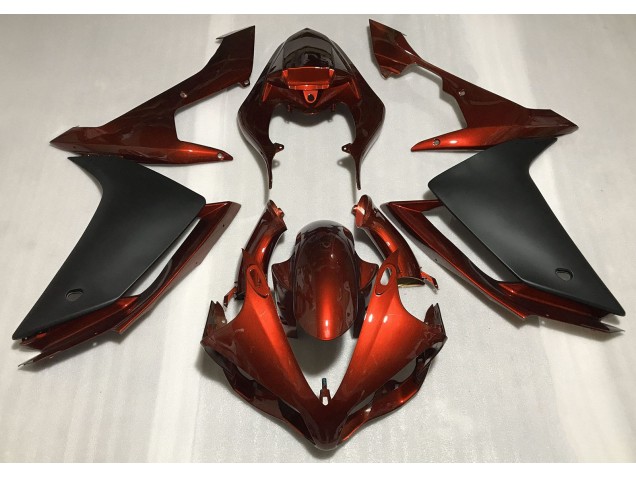 07-08 Orange Foncé Brillant & Noir Yamaha R1 Carénage Moto 07-08 Orange Foncé Brillant & Noir Yamaha R1 Carénage Moto