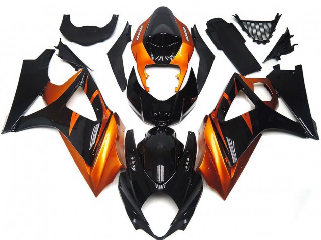 07-08 Style Orange & Noir Brillant Suzuki GSXR 1000 Carénage Moto