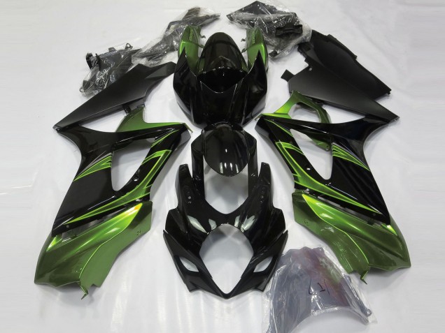 07-08 Vert Électrique & Noir Brillant Suzuki GSXR 1000 Carénage Moto