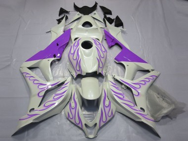 07-08 Violet Flamme Sur Blanc Honda CBR600RR Carénage Moto
