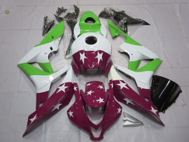 07-08 Étoiles & Rayures Vertes & Marron Honda CBR600RR Carénage Moto