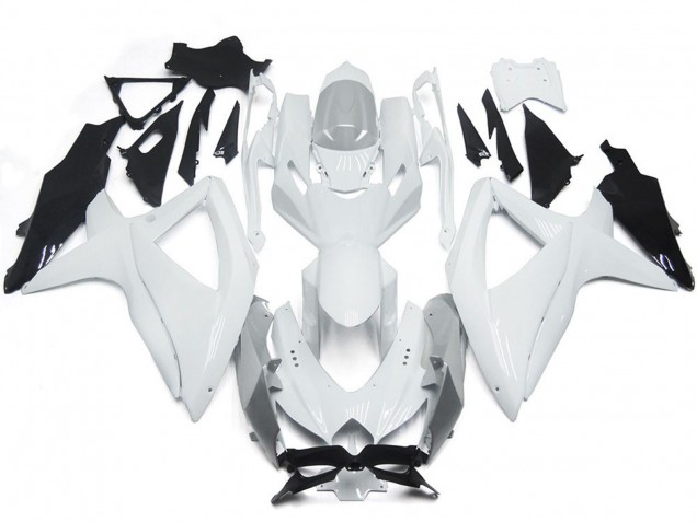 08-10 Blanc Brillant Brillant Avec De L'Argent Suzuki GSXR 600-750 Carénage Moto 08-10 Blanc Brillant Brillant Avec De L'Argent Suzuki GSXR 600-750 Carénage Moto