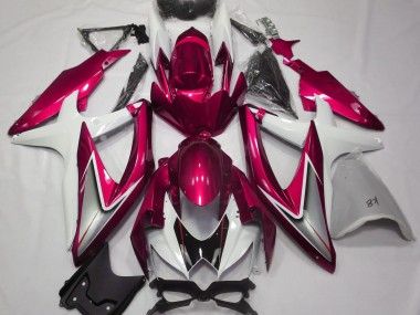 08-10 Rouge Brillant & Blanc Suzuki GSXR 600-750 Carénage Moto