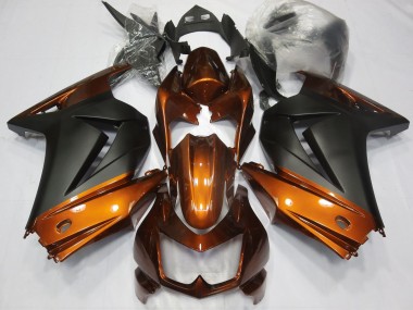 08-12 Orange & Noir Mat Kawasaki Ninja 250 Carénage Moto
