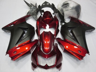 08-12 Rouge & Noir Mat Kawasaki Ninja 250 Carénage Moto